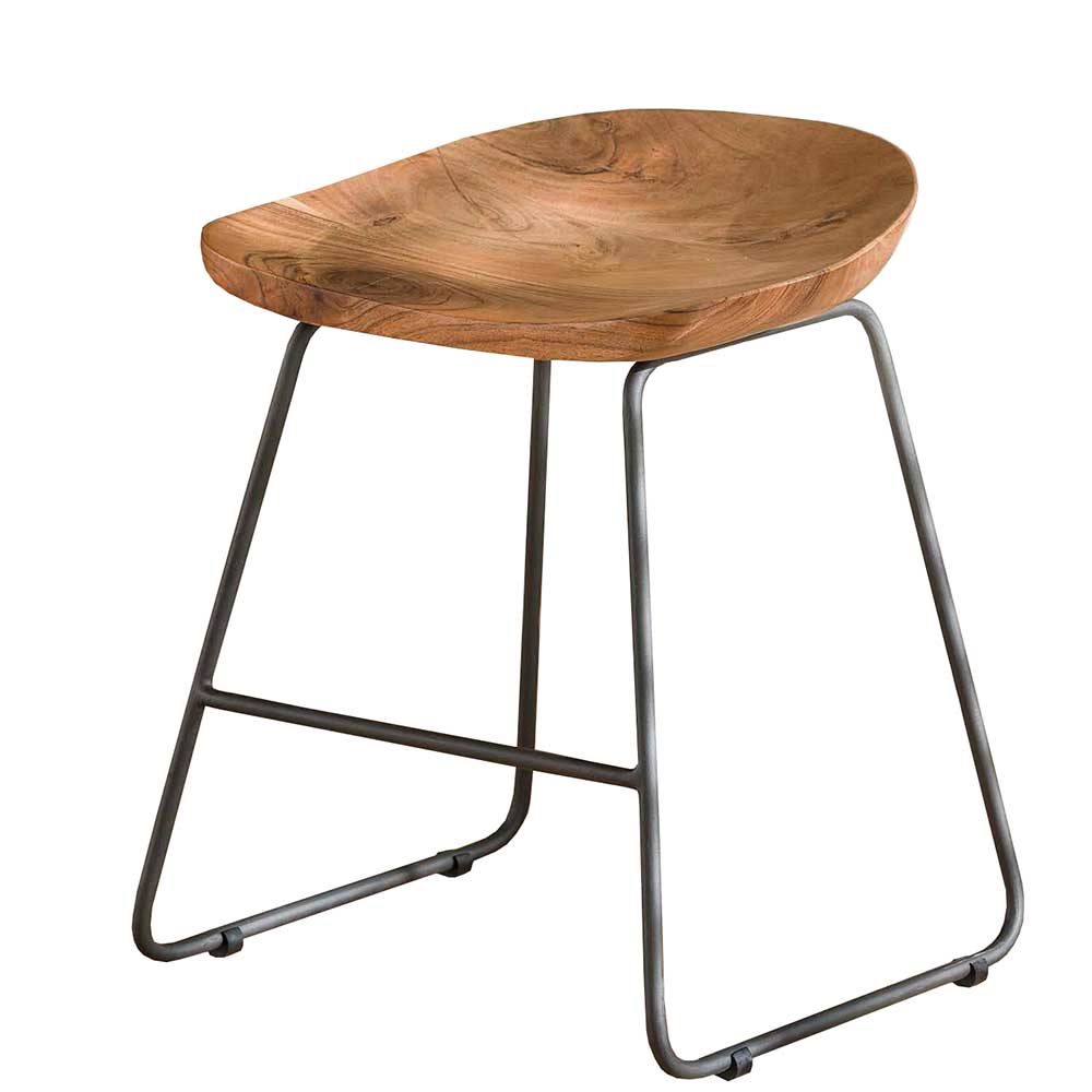 Küchenhocker mit Holzsitz & Bügelgestell - Ise (2er Set)