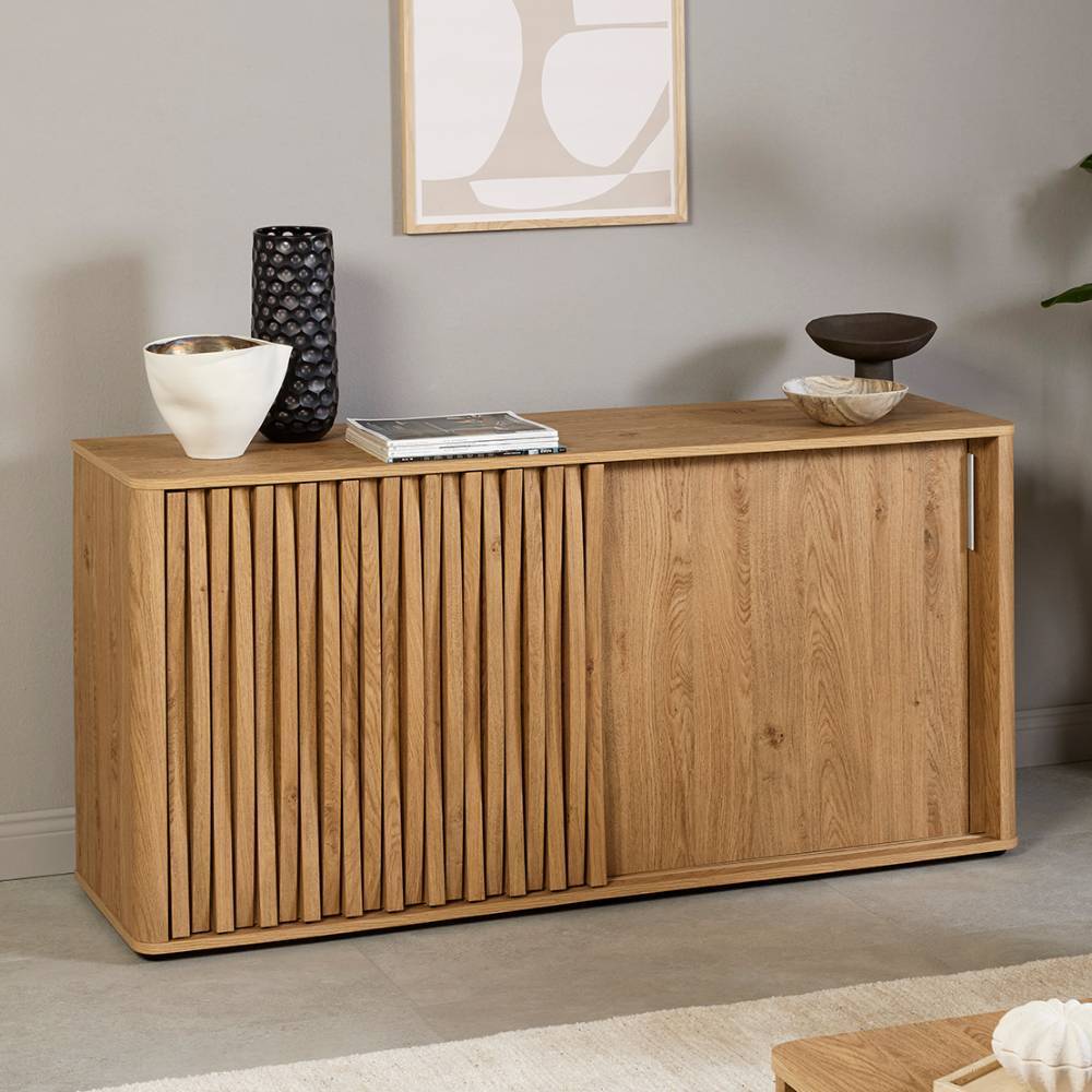 Schiebetüren-Sideboard in Eiche Holzoptik - Lavencia