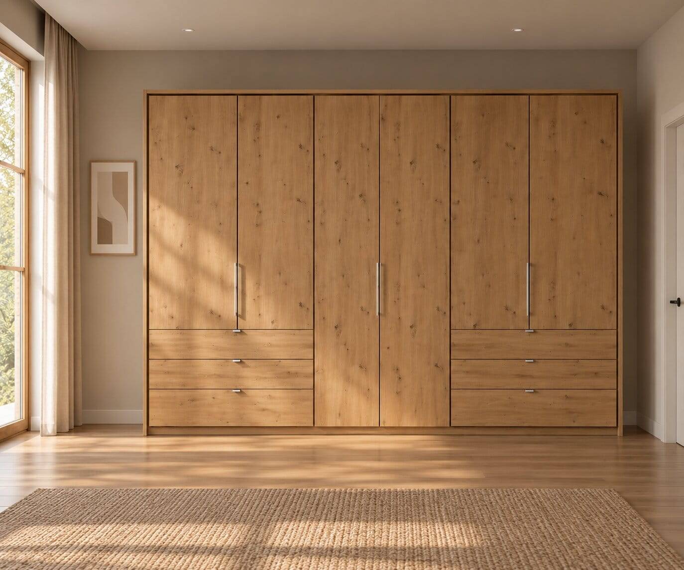 300 cm Falttüren-Kleiderschrank in Eiche Bianco - Soestica