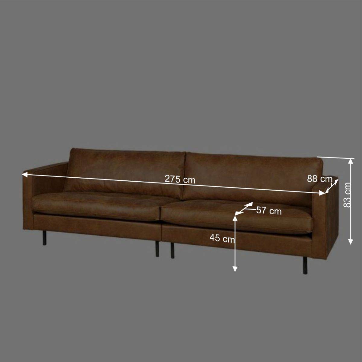 Sofa Kienta in Cognac Braun Recycling Leder