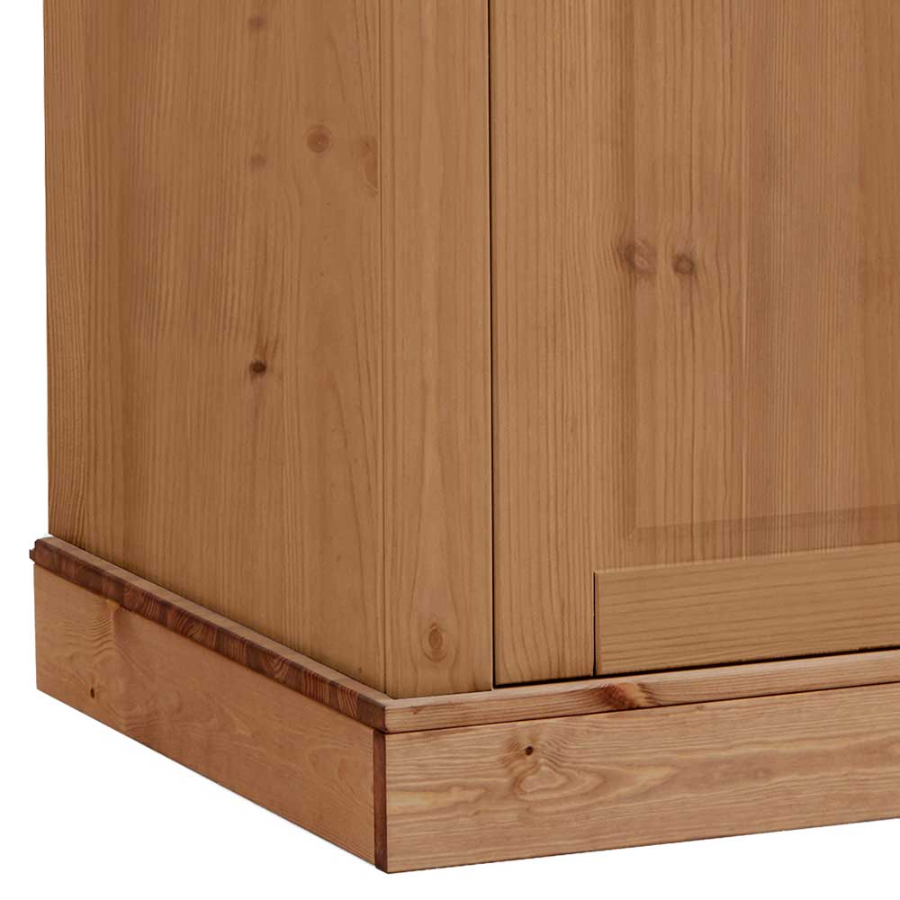Kinderzimmerschrank Sockel und Fußteil aus naturbelassener Kiefer Laugefarben – Piatra