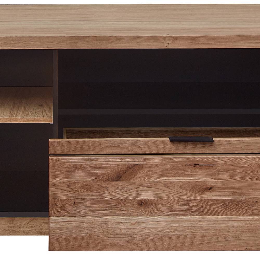 Mediaboard Wildeiche Bianco mit halboffener Schublade und Ablagefach – Dritos