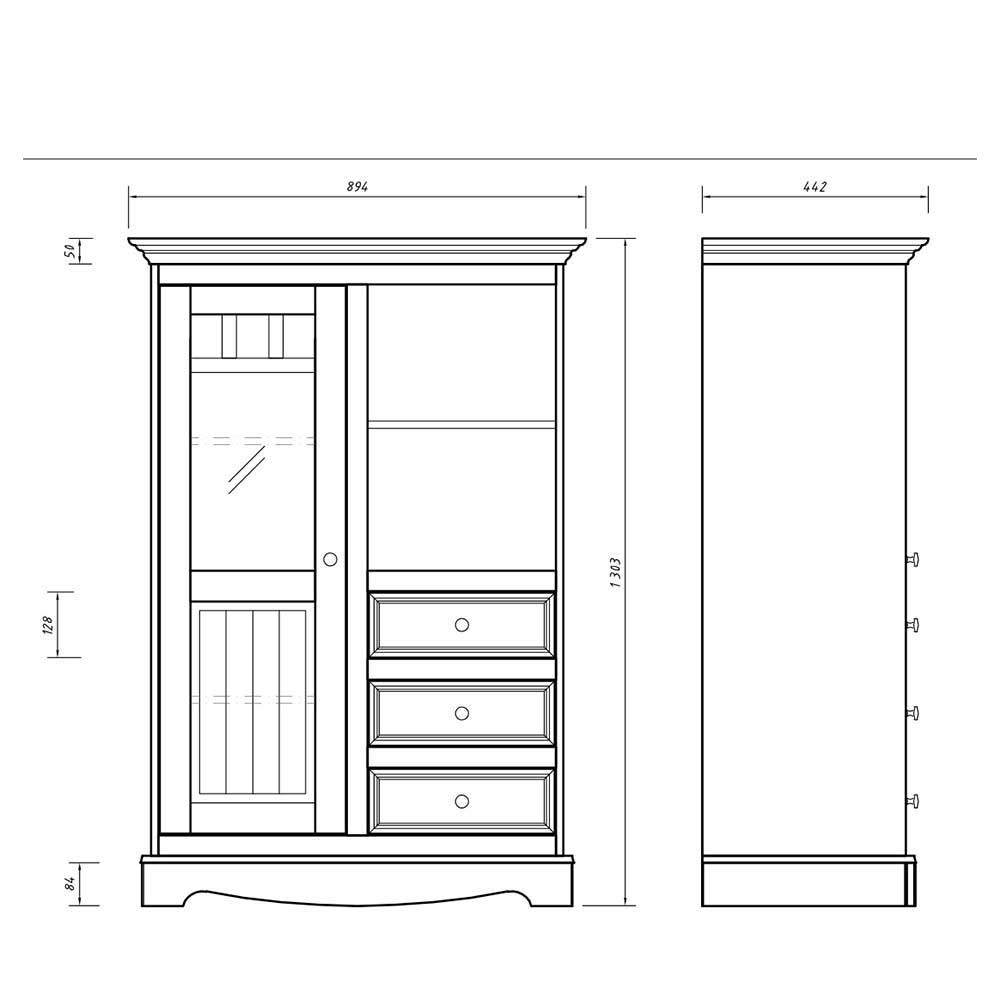 Landhaus Highboard in Weiß lackiert - Indico