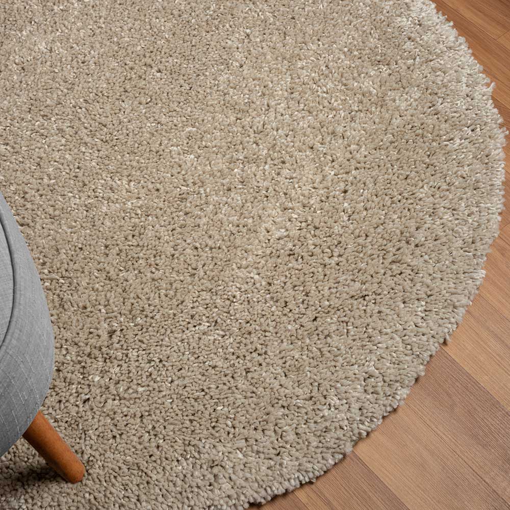 Beigefarbener Teppich in Rund 150 cm - Excellence