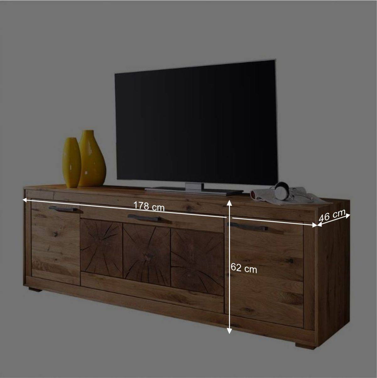 Niedriges Sideboard Troncon aus Wildeiche Massivholz