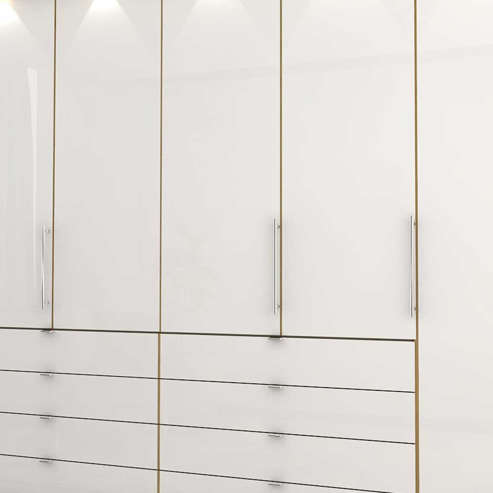 Kombi Kleiderschrank in Weiß Glas & Eiche Bianco - Nuetran