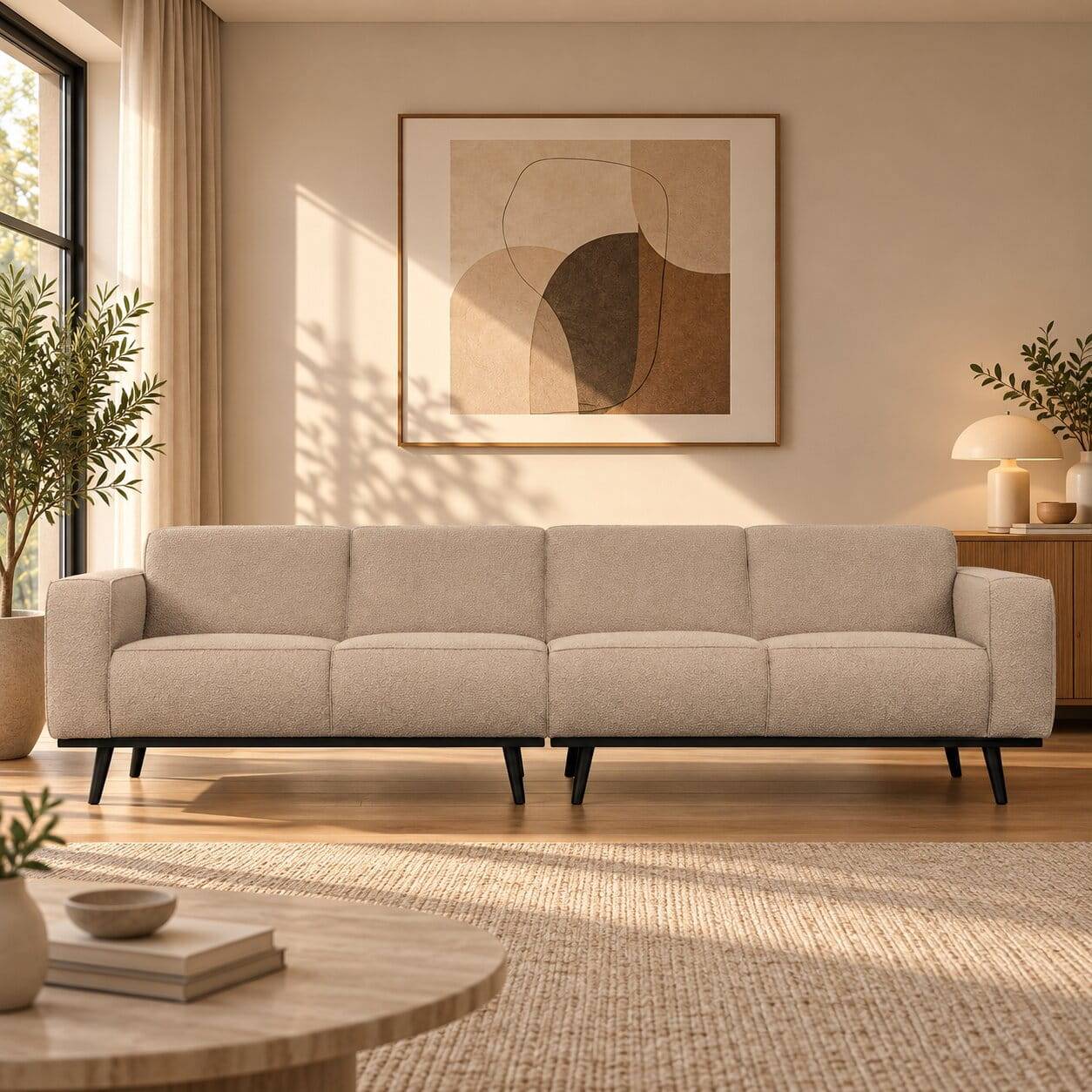 Langes Sofa 4er oder 5er in Beige Boucle - Age