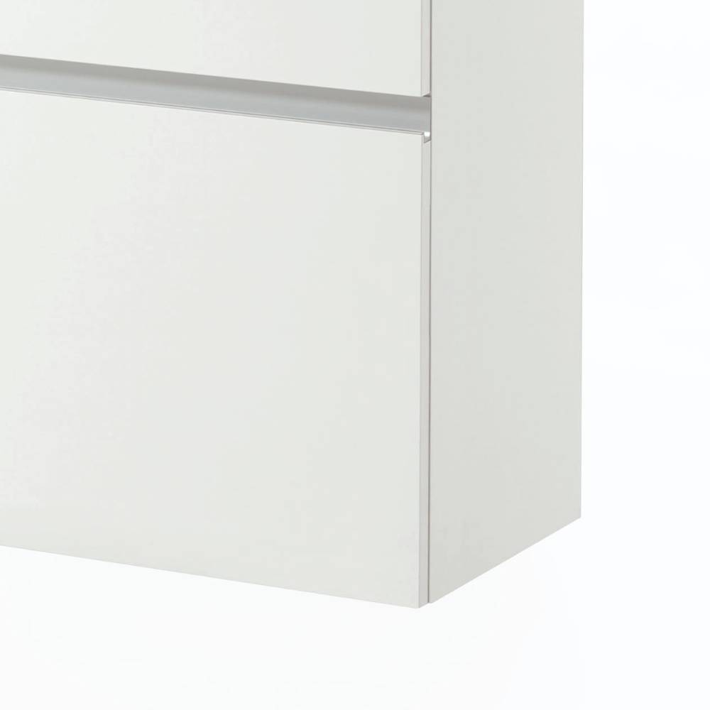 Hängender Schuhschrank in Weiß, Seitenansicht mit unterem Klappfach und cleanem Design – Holdywas