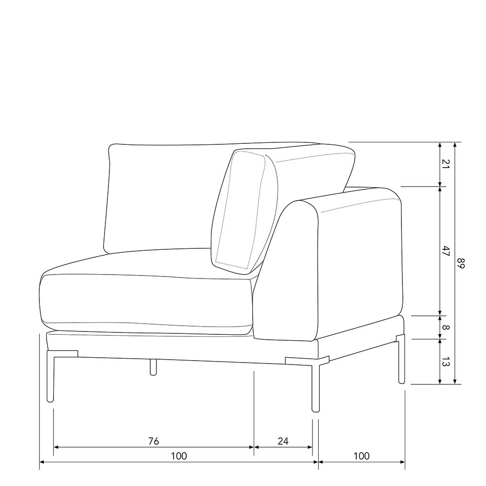 Dunkelgraues Eckelement Modulsofa - Marietta