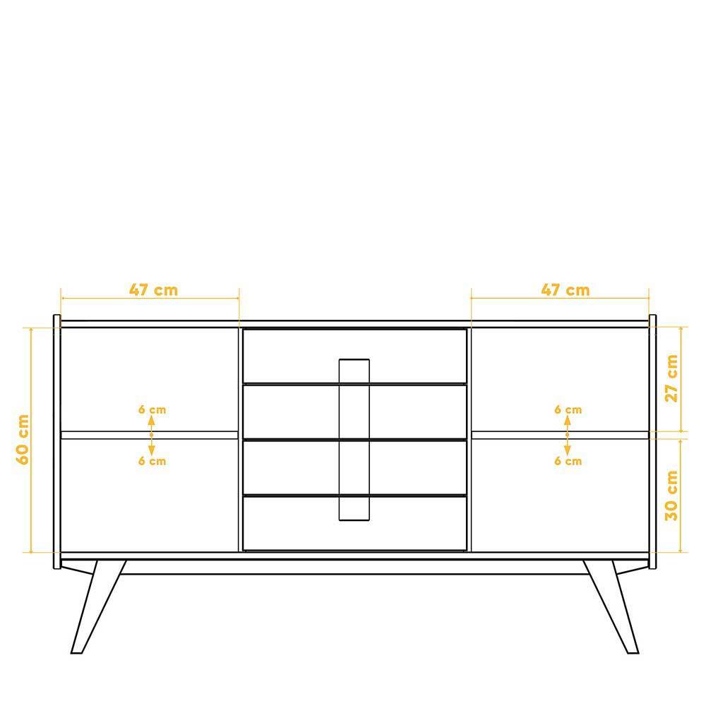 160x90x50 Sideboard in Nussbaumfarben lackiert - Nadelle