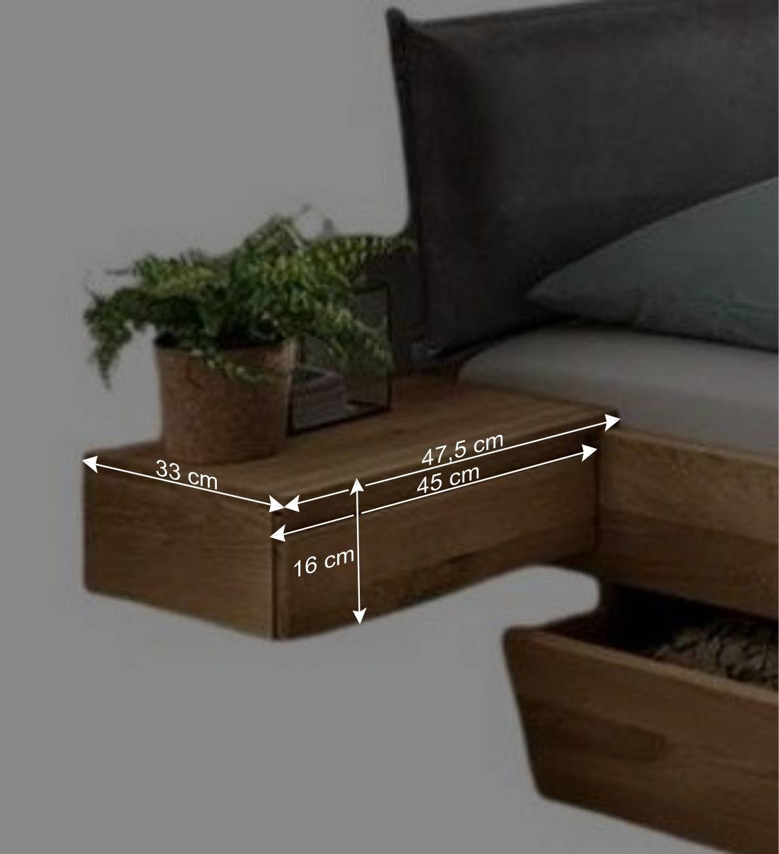 Designbett mit zwei Bettkästen aus Wildeiche - Zennian (dreiteilig)