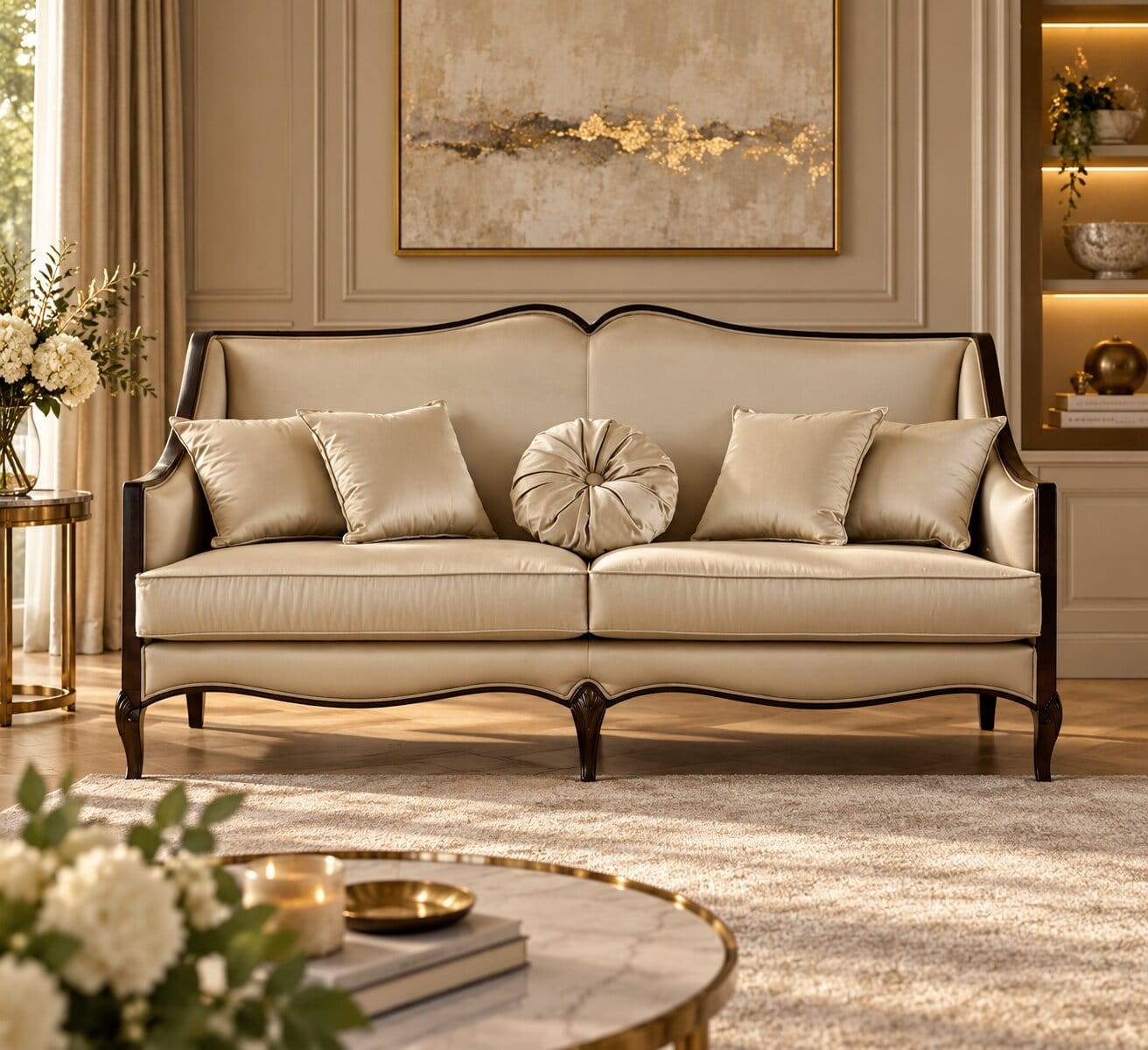 Elegantes Dreisitzer Sofa in Beige - Sutolary