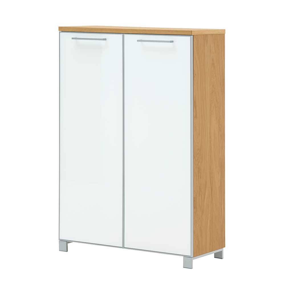 Flurgarderobenset Wynoca in Weiß Glas beschichtet (fünfteilig)