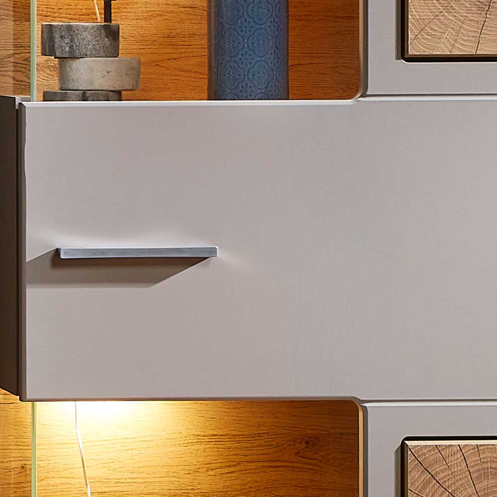 65x205x37 Wohnzimmerschrank mit Glaseinsätzen - Fraguca I