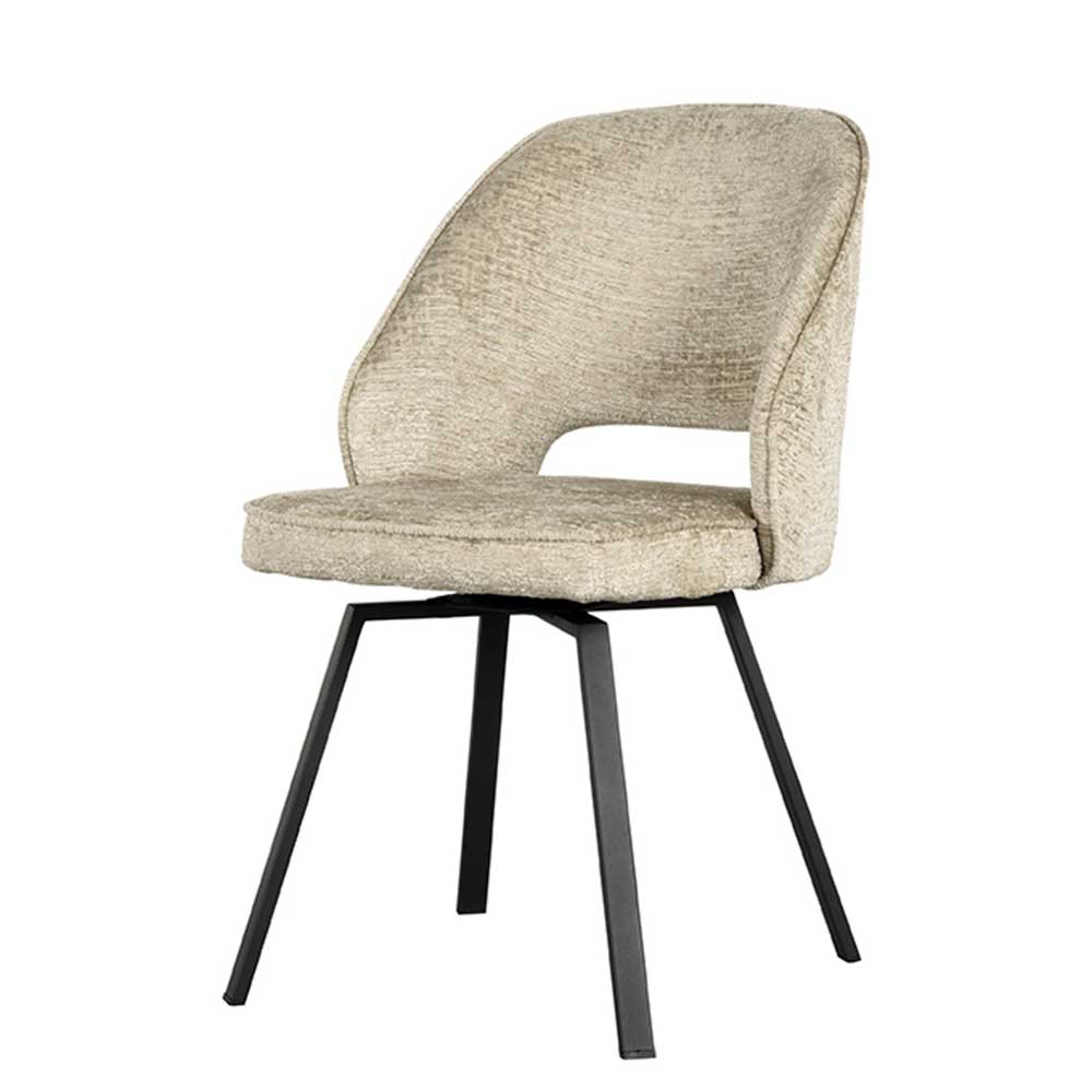 Esstisch Drehstuhl in Beige Struktursamt - Turena (2er Set)