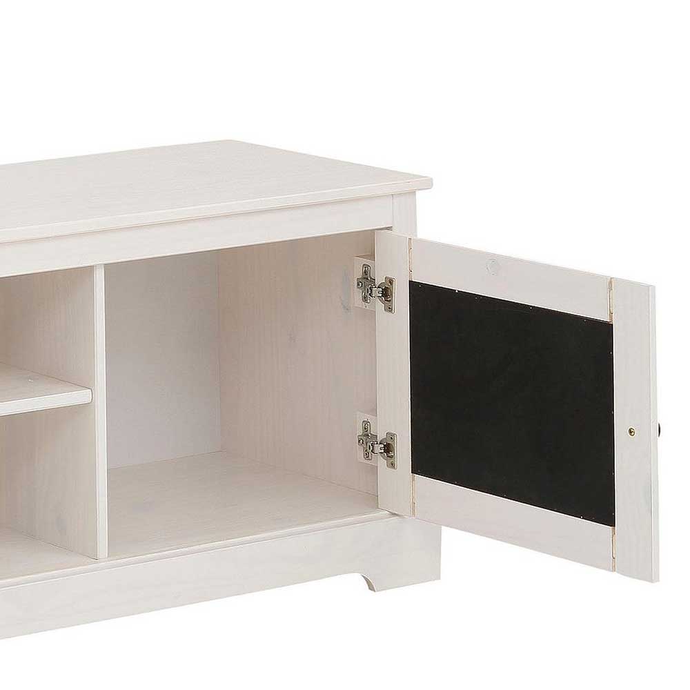Weißes TV Board 2-türig mit Geflecht - Isvair