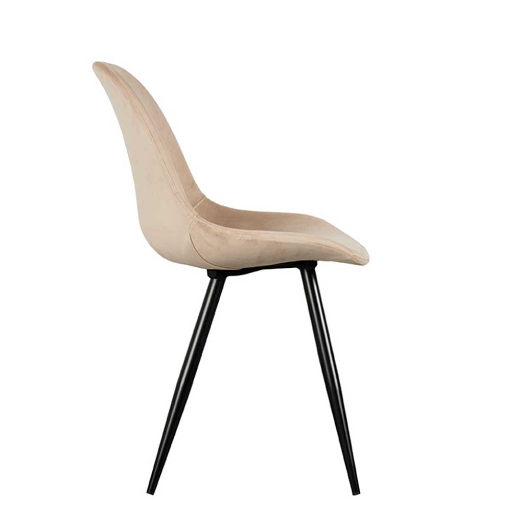 Samt Schalenstuhl in Beige - Jesafina (2er Set)