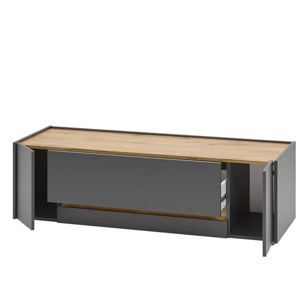 140cm breiter TV Unterschrank in Anthrazit - Ahilav