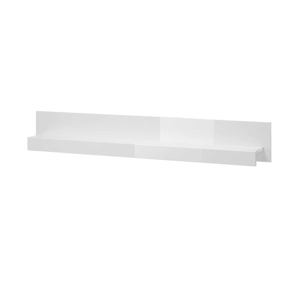 TV Wand in Weiß Hochglanz Mextra mit Dekor Beton Optik (vierteilig)