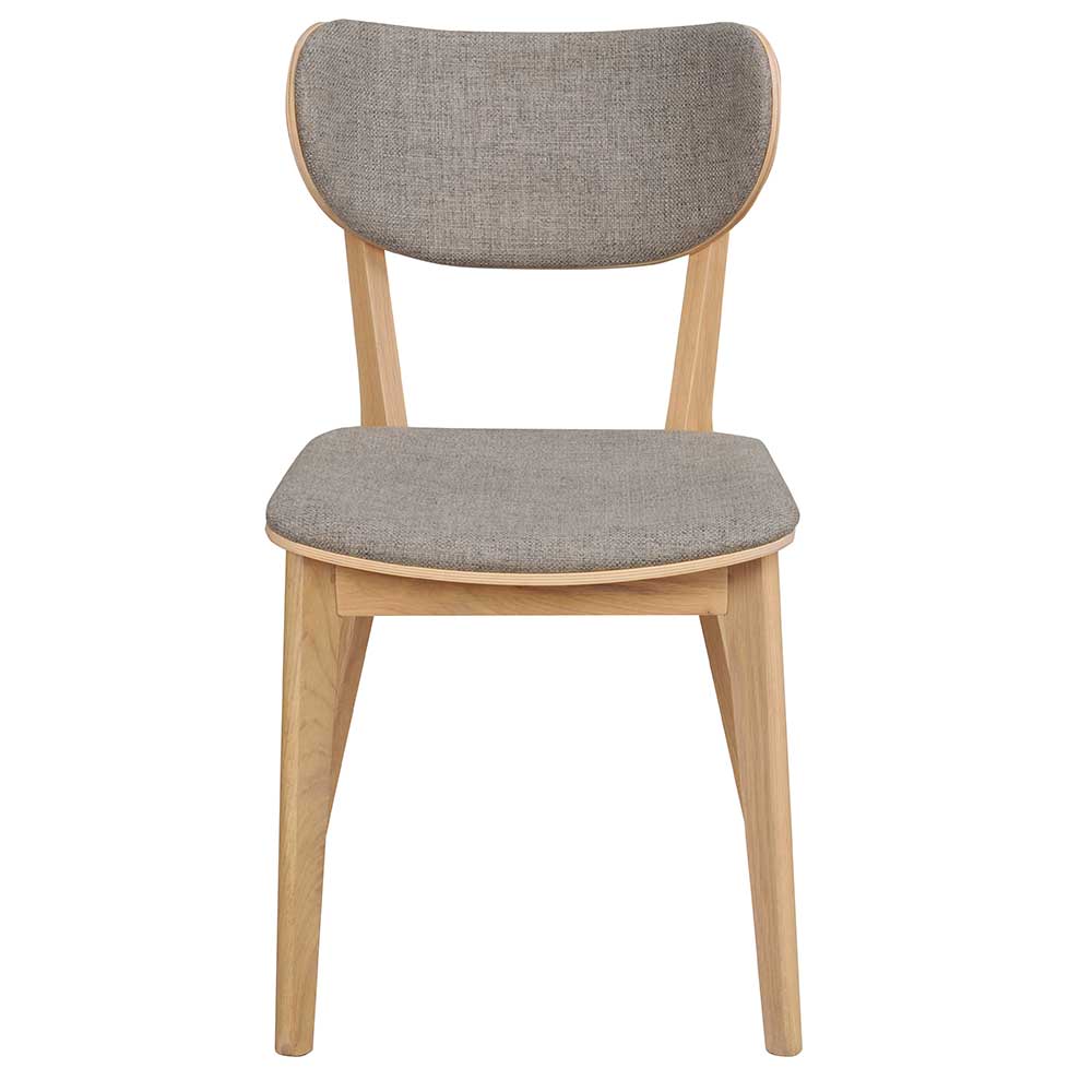 Retro Esszimmerstuhl in White Wash und Grau, Vorderansicht – Gianoza