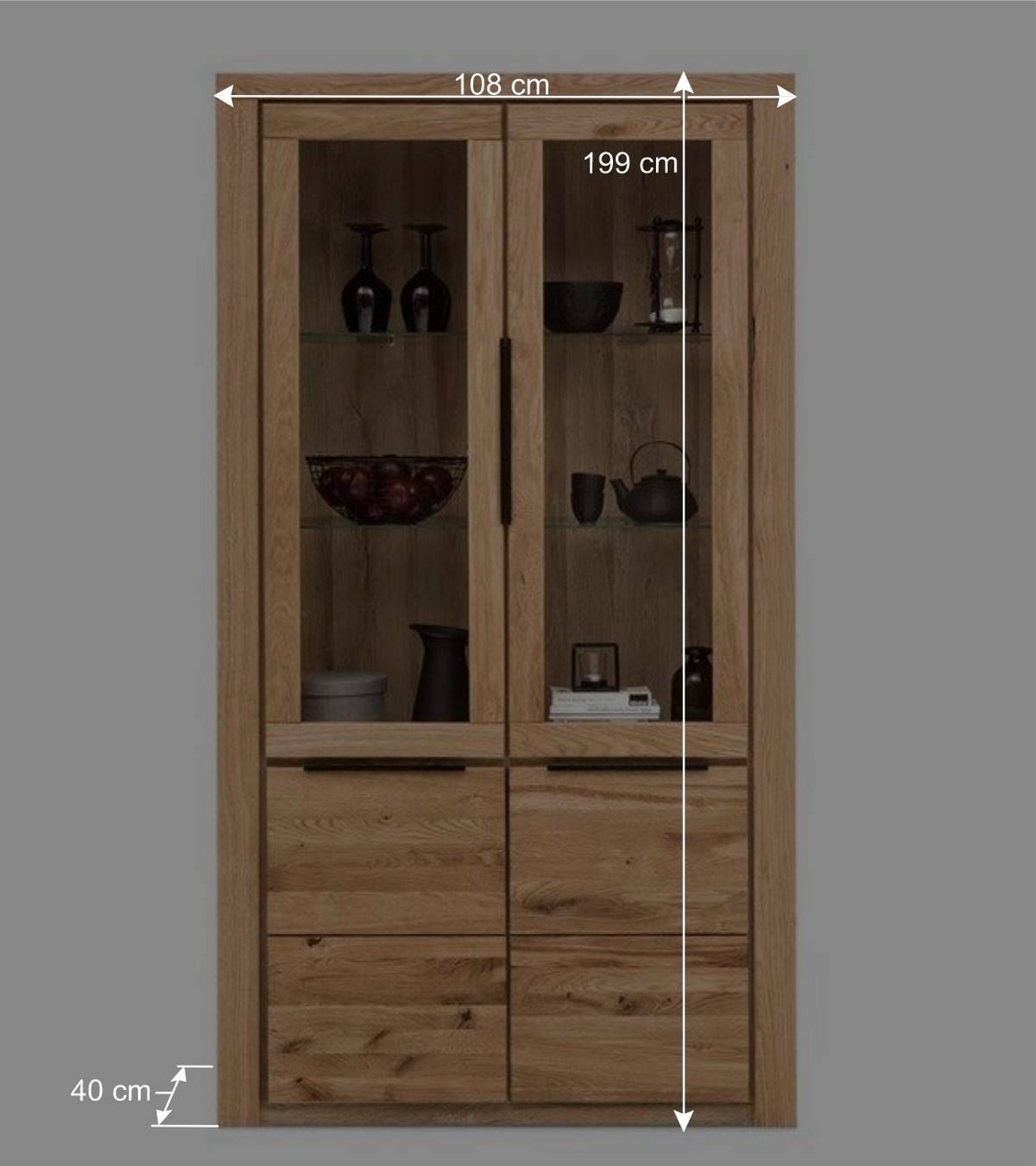 108x199,5x40 Vitrinenschrank 4-türig - Nelenia