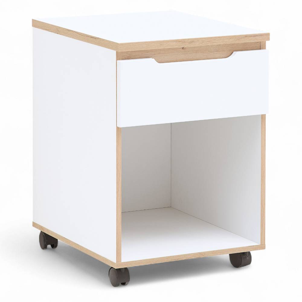 Office Rollcontainer in Weiß und Eiche - Anesto