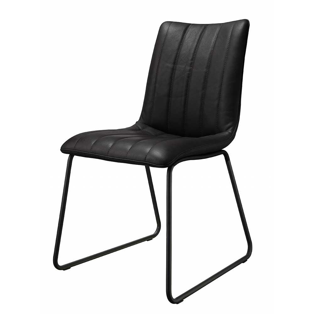 Design Lederstuhl in Schwarz - Miarizia (2er Set)