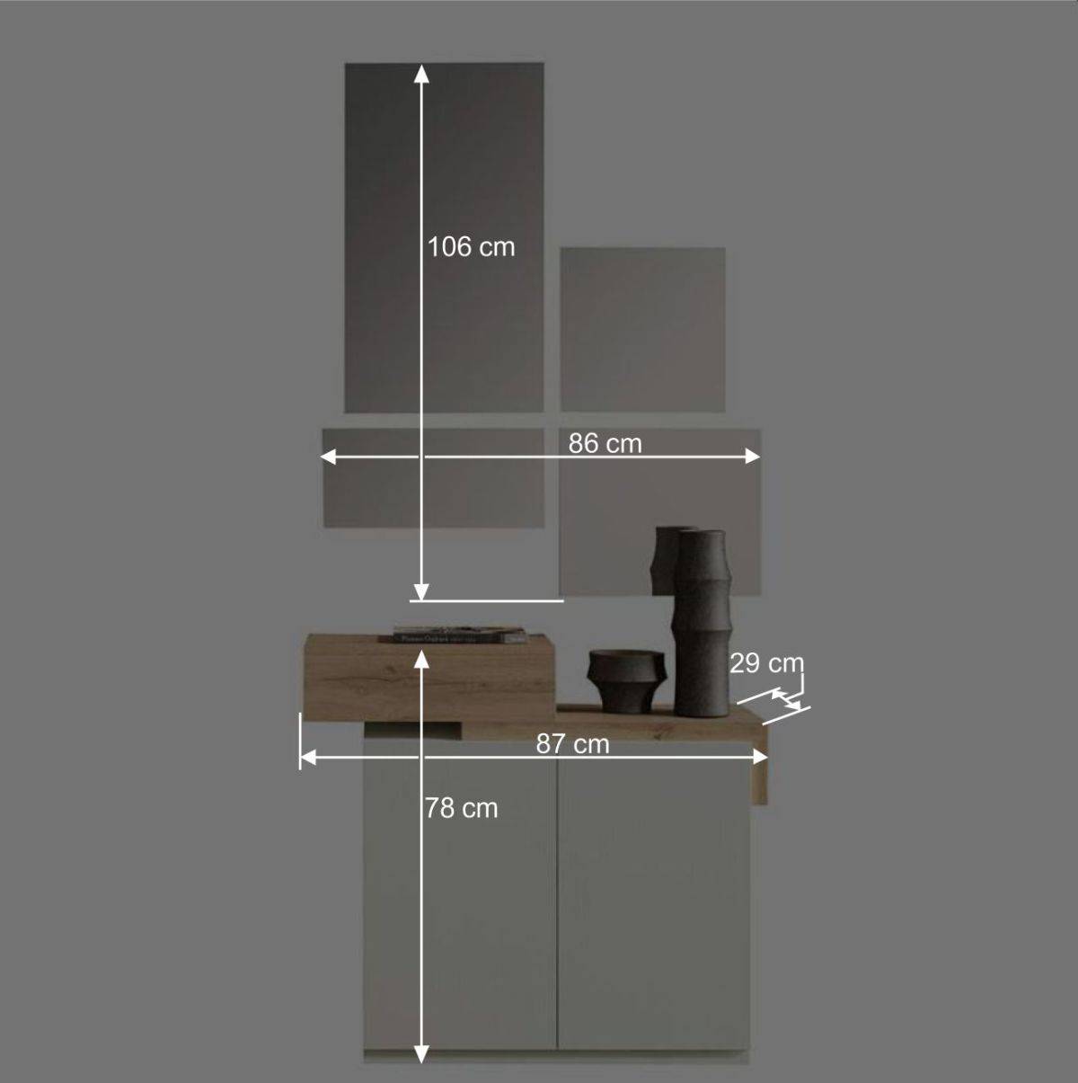 Design Flurkommode & Spiegel Set - Gangizo (fünfteilig)