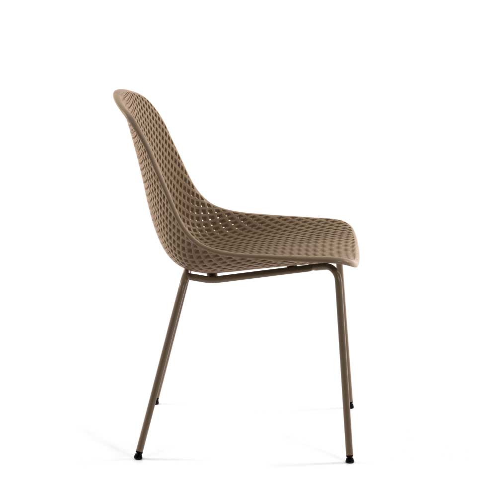 Schalenstühle in Beige mit Lochmuster - Airana (4er Set)