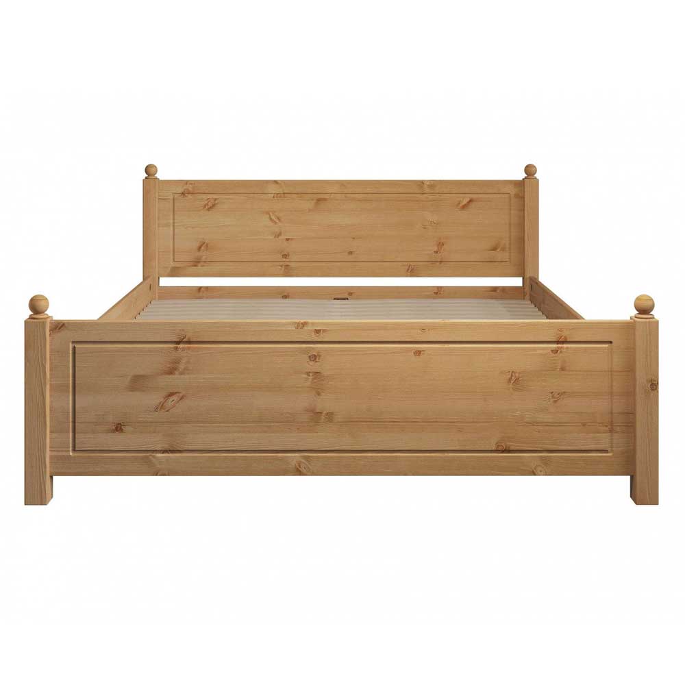 Kiefernholz Landhausbett 180x200 cm mit hohem Kopfteil und Fußteil – Letizia