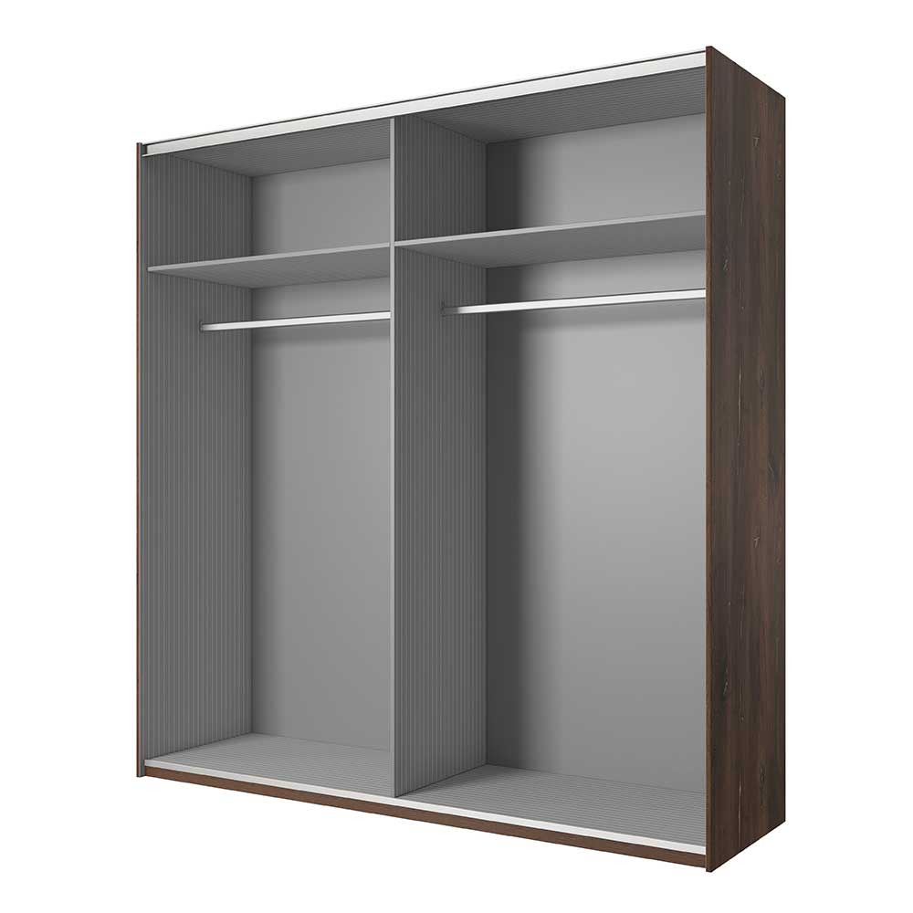 Schwebetürenschrank in Eiche Dunkel & Schwarz - Prabhaa