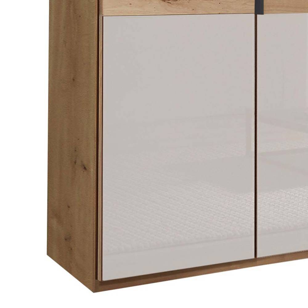 3-türiger Kleiderschrank mit weißer Glasfront - Crucav