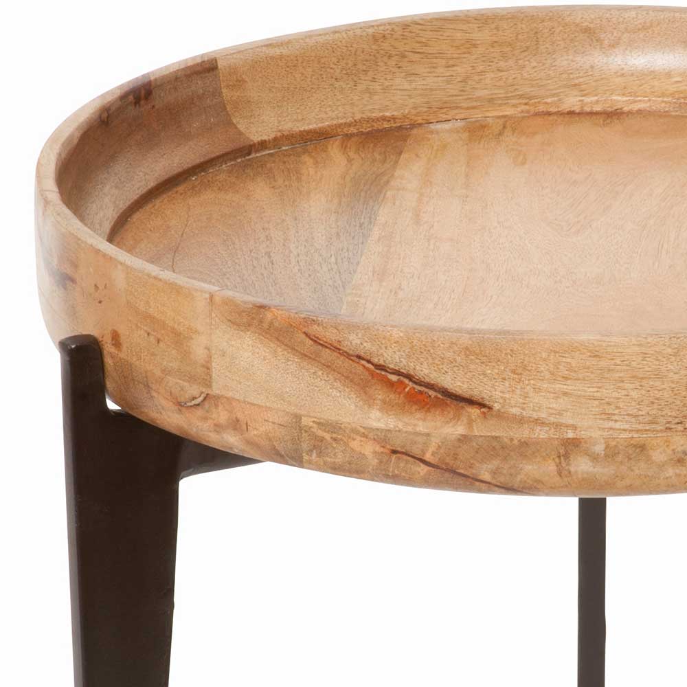 Runder Tabletttisch aus Mango Natur - Offia