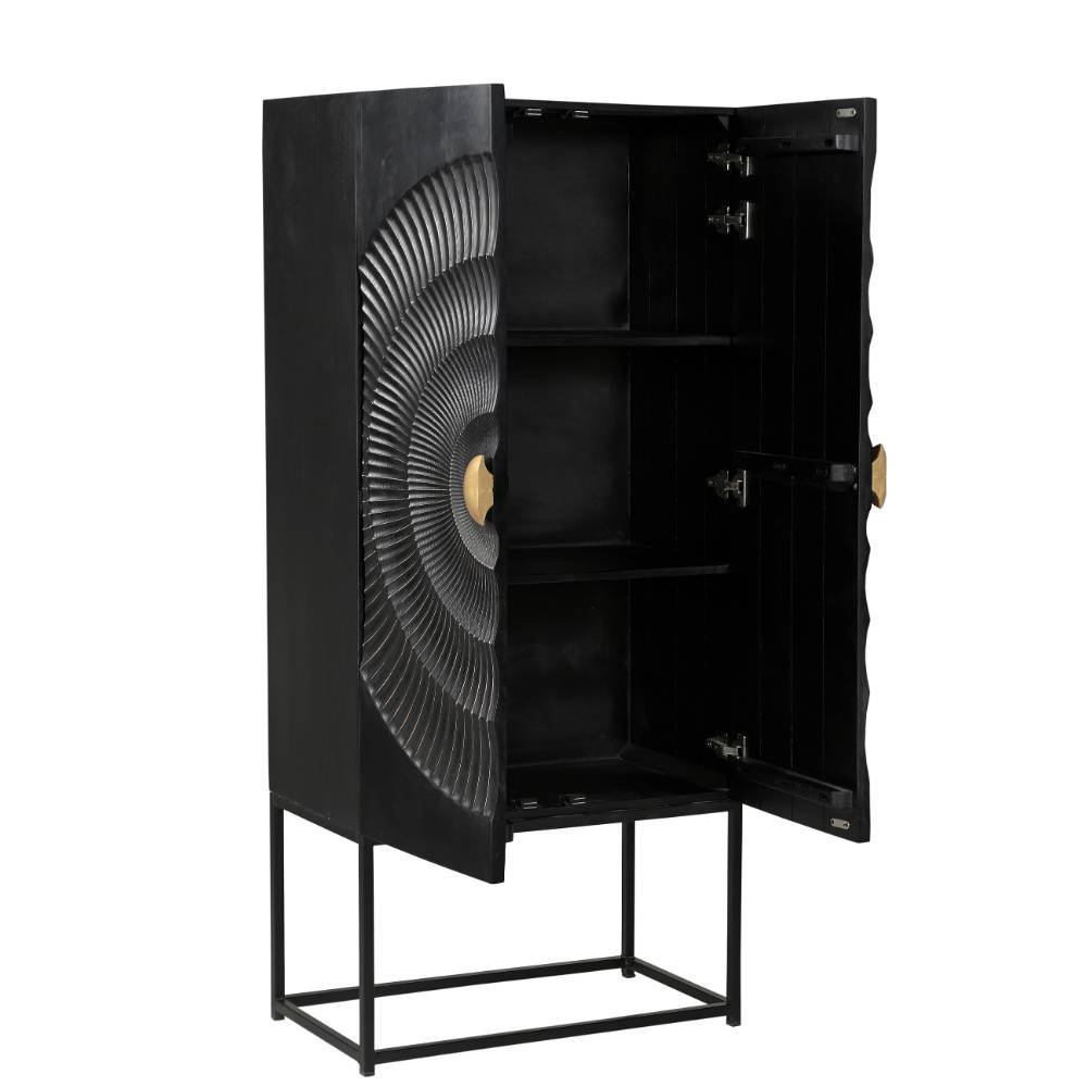 Design Highboard in Schwarz und Gold - Oglio