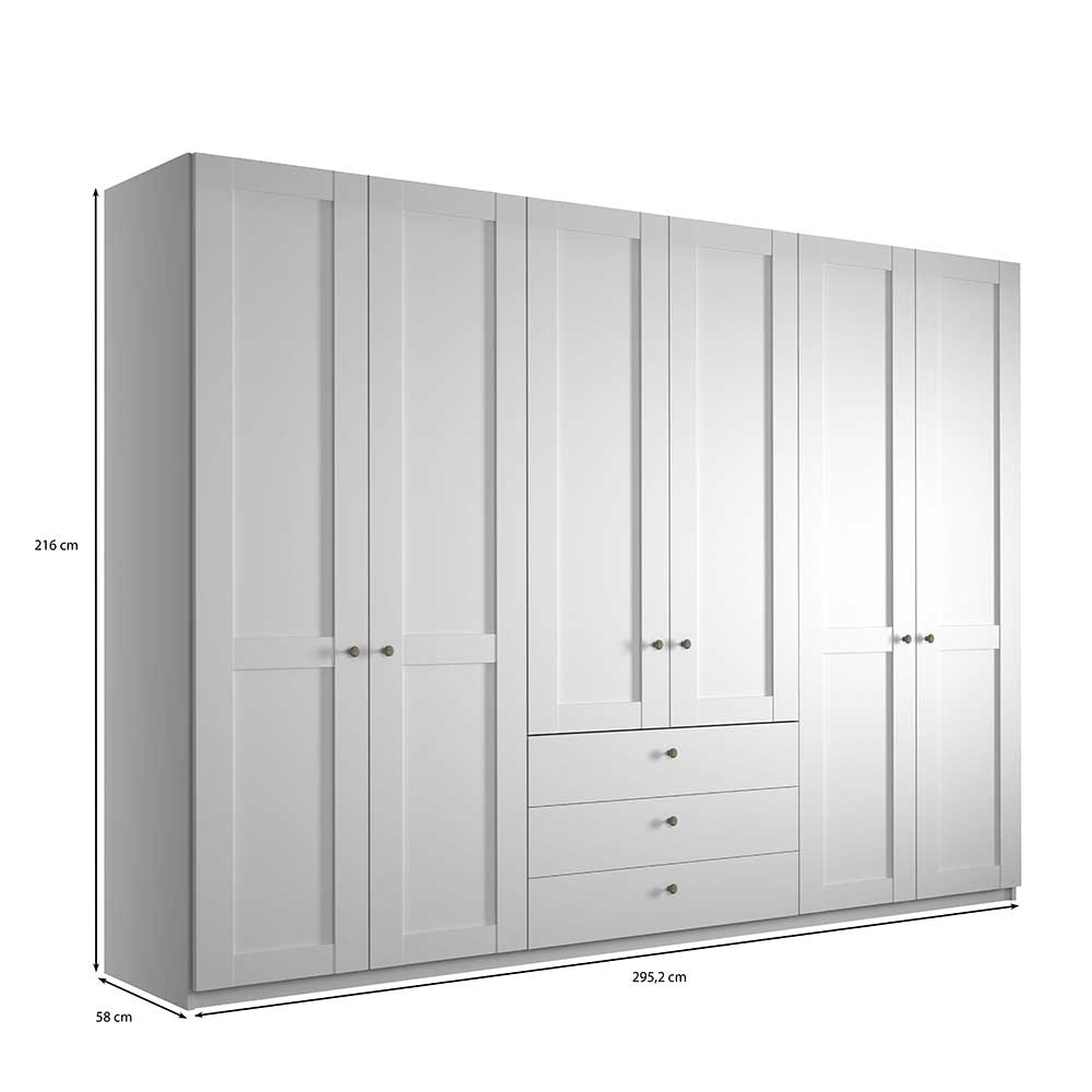 Weißer Schlafzimmerschrank mit sechs Türen - Flinn