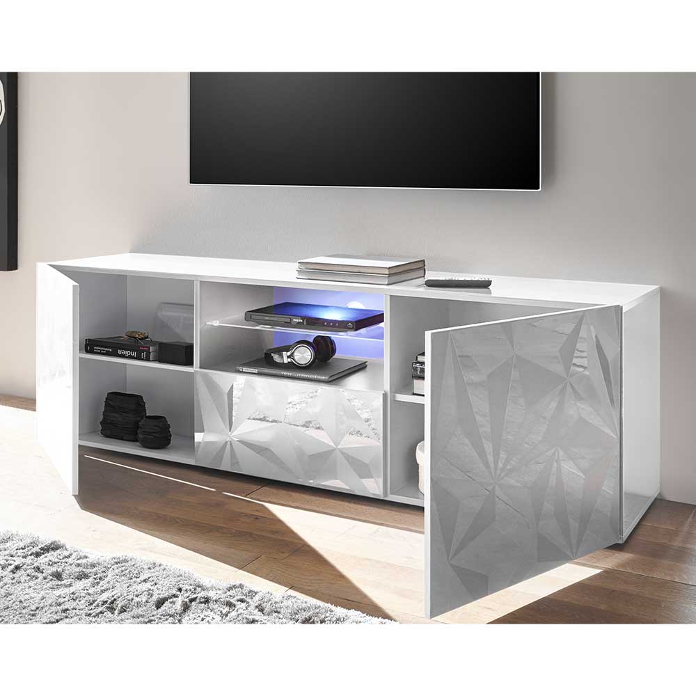 Hochglanz TV Board in Weiß mit Druck - Vovasoma