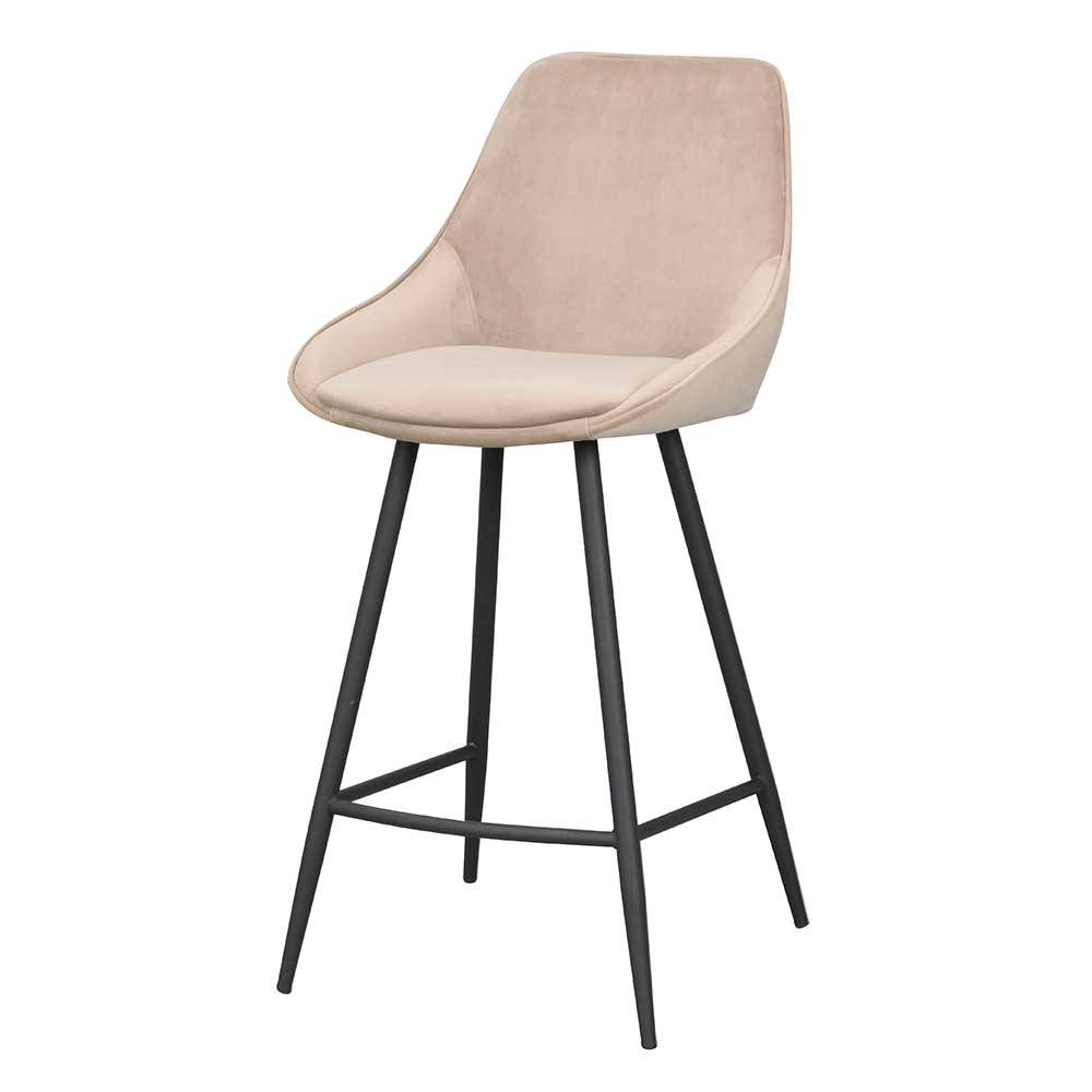 Barstühle aus Samt in Beige - Linaxo (2er Set)