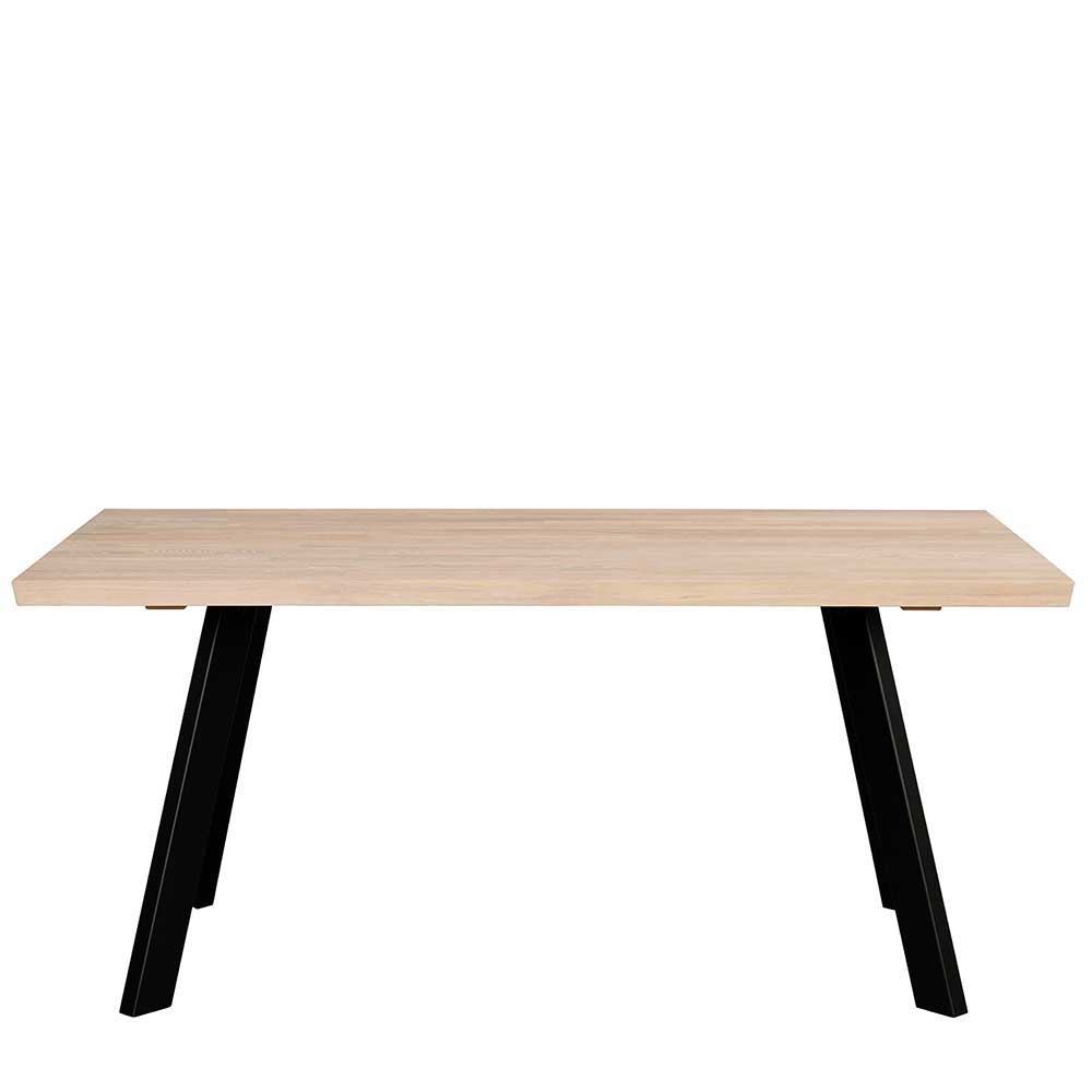 White Wash Eiche Tisch mit 4 Stühlen - Pulva (fünfteilig)