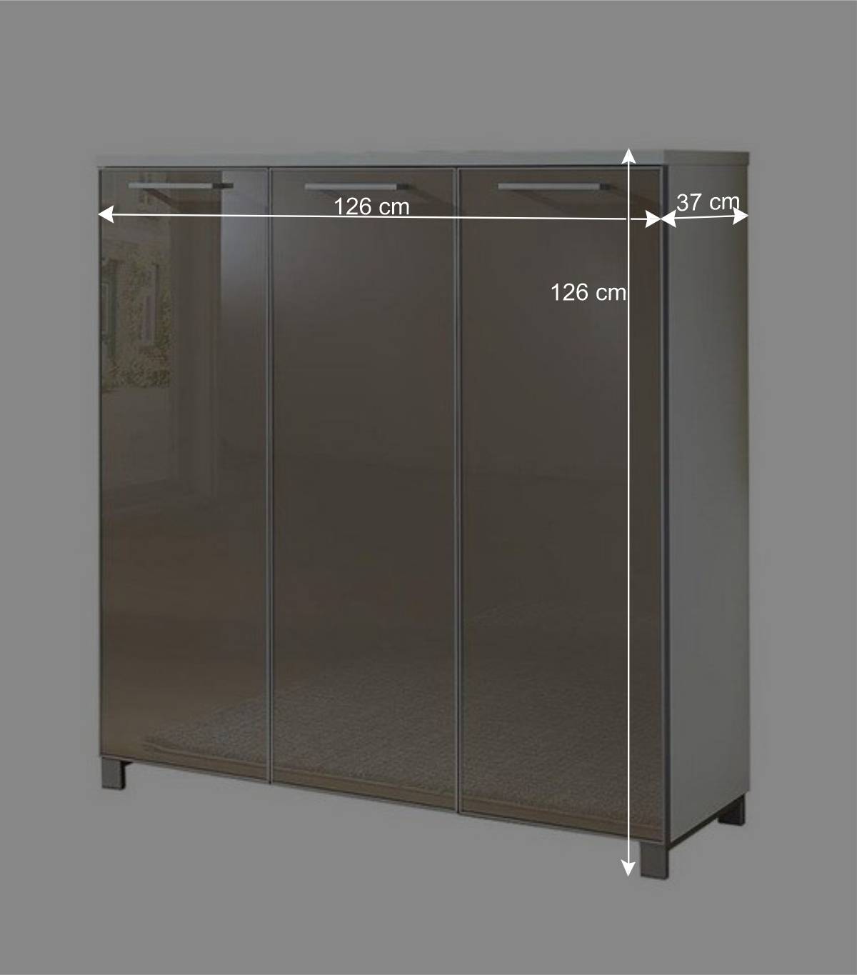 Garderobenmöbel Set Srocca in Taupe Glas beschichtet (dreiteilig)