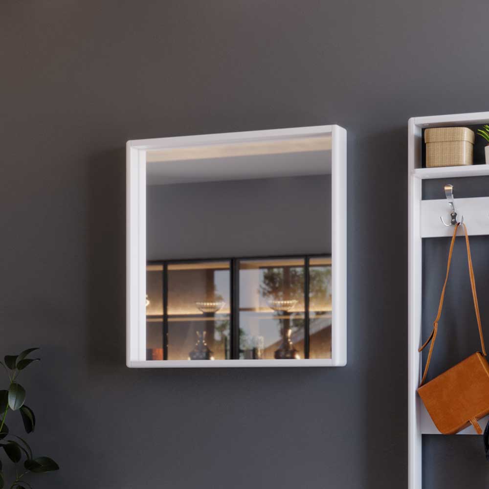 Quadratischer Spiegel mit weißem Rahmen für Flur oder Garderobe – Oranias