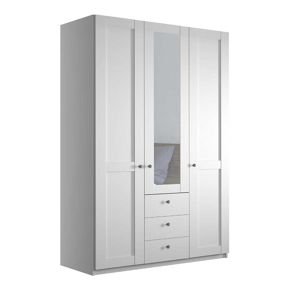 Weißer 3-türiger Kleiderschrank mit Spiegel - Flinn