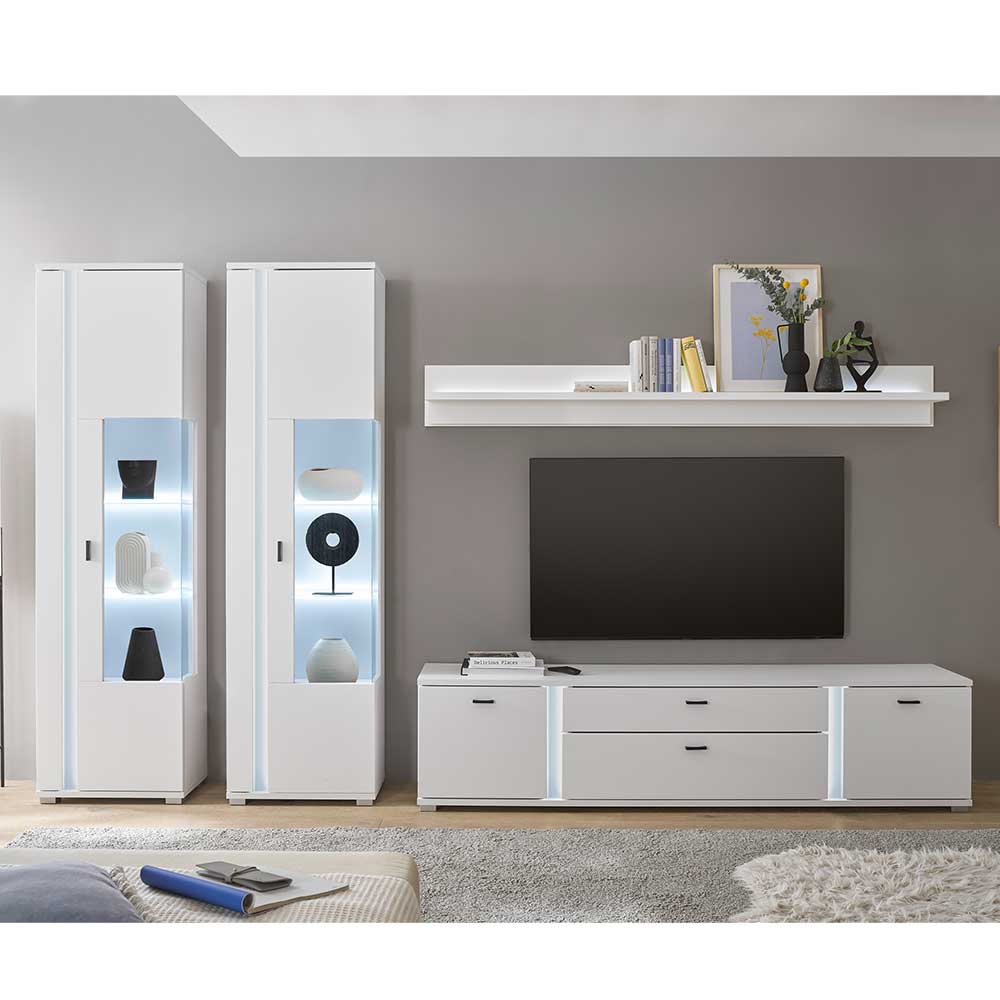 Wohnzimmer Schrank & Regal Set in Weiß - Tirol (vierteilig)