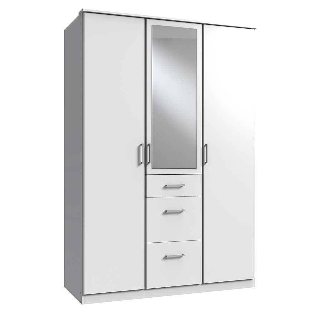 Weißer Schlafzimmer Kleiderschrank mit Spiegel - Cador