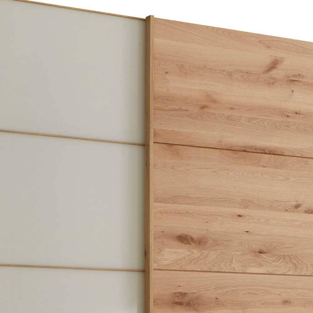 300 cm breiter Schwebetürenschrank mit Glas Beige - Nikoba