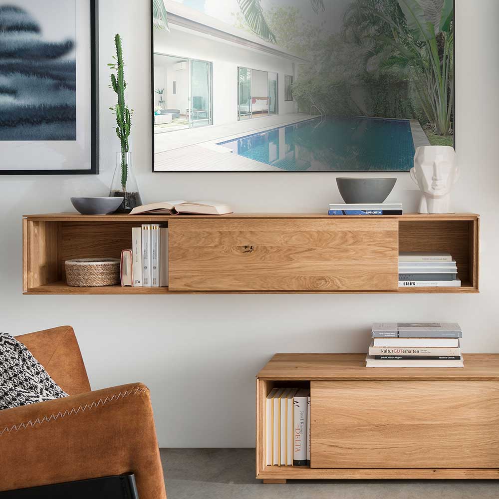 Design Wohnwand aus Massivholz - Sinta (dreiteilig)