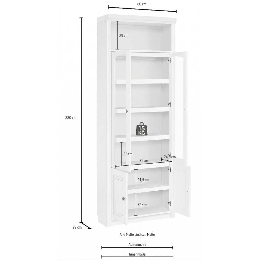 Bücherschrank-Vitrine in Cremeweiß - Timos