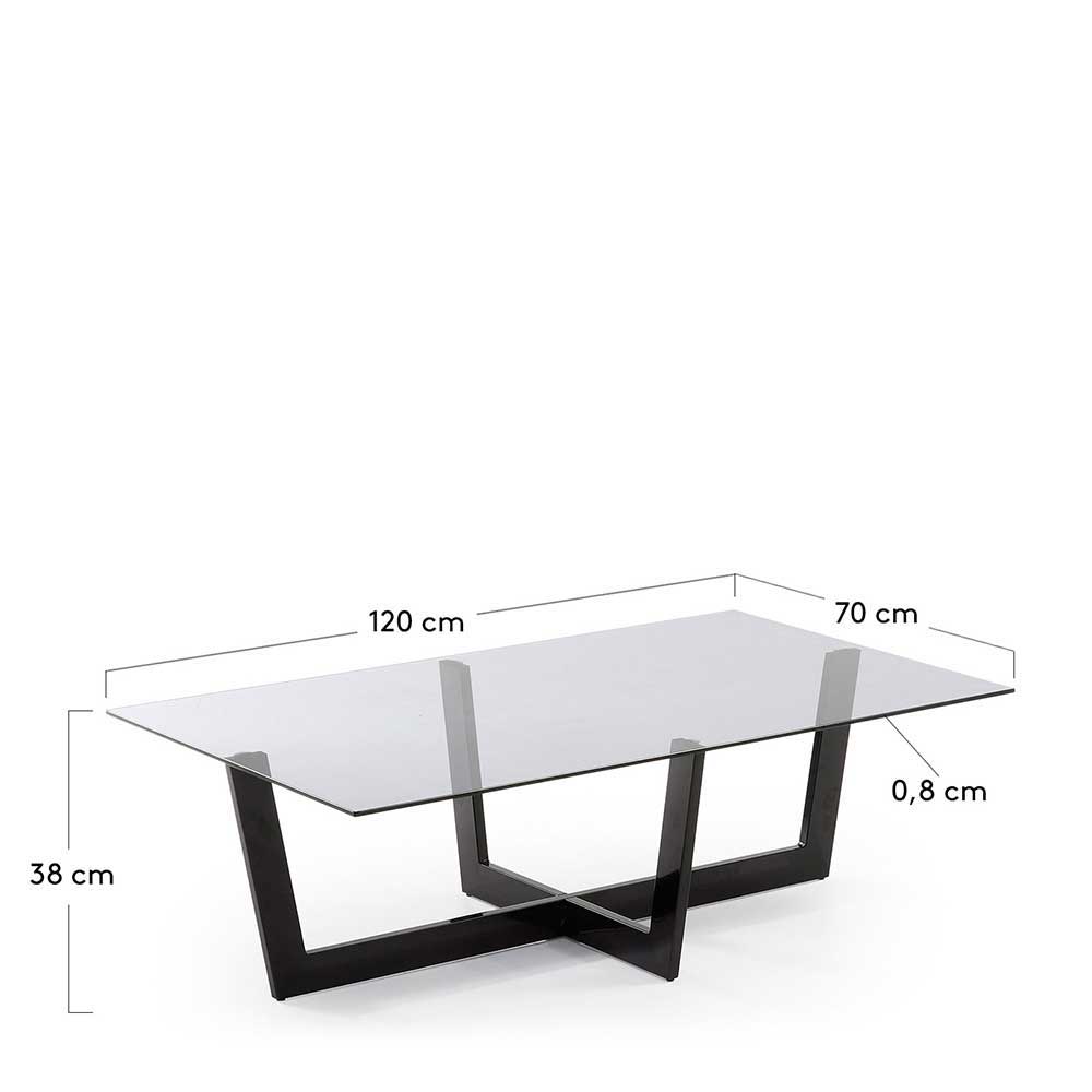 Rauchglas Couchtisch mit Gestell Schwarz - Loisava