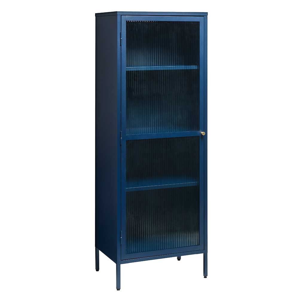 58x160x40 cm Metall Vitrine in Blau - Liseola