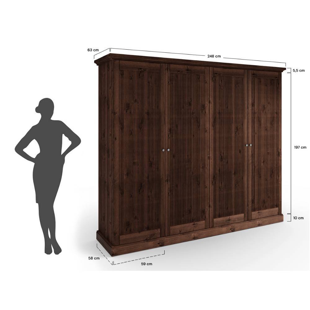 Modern Country Kleiderschrank in Dunkelbraun - Nauizia