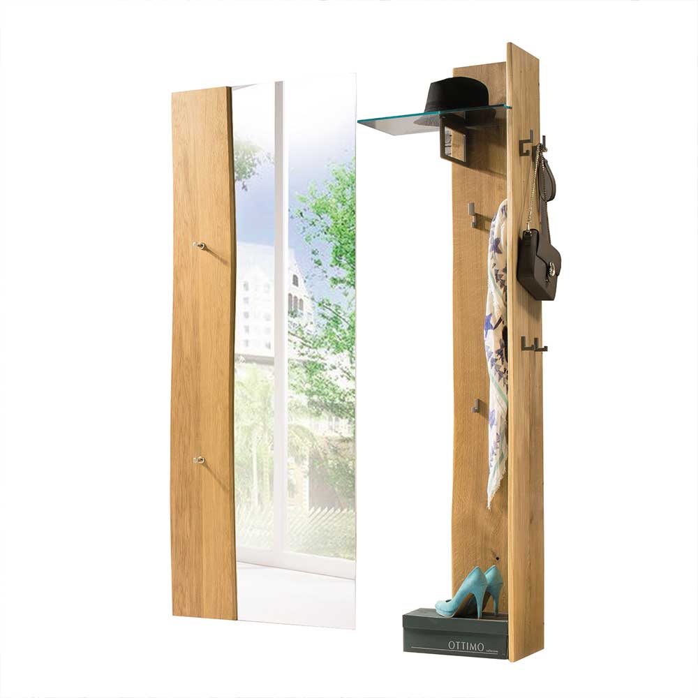 Set Spiegel & Garderobe aus Eiche - Avidora (zweiteilig)